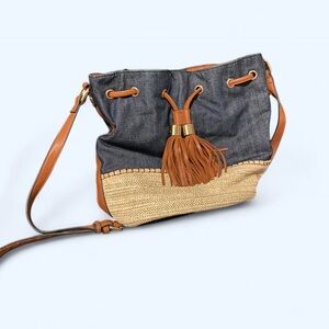 Urban Expressions Tan and Blue Crossbody Bag